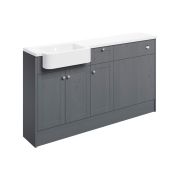 Badar 1542mm Basin  WC & 1 Drawer  1 Door Unit Pack (RH) - Grey Ash