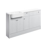 Badar 1542mm Basin WC & 1 Drawer 1 Door Unit Pack (LH) - Satin White Ash