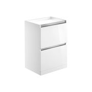 Cordelia 600mm 2 Drawer Floor Standing Basin Unit (No Top) - White Gloss