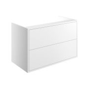 Palas 900mm 2 Drawer Wall Hung Basin Unit (No Top) - Matt White