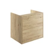 Palas 600mm 2 Drawer Wall Hung Basin Unit (No Top) - Havana Oak