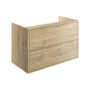 Palas 900mm 2 Drawer Wall Hung Basin Unit (No Top) - Havana Oak