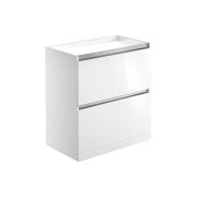 Cordelia 800mm 2 Drawer Floor Standing Basin Unit (No Top) - White Gloss
