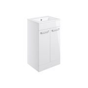 Vesper 510mm Floor Standing 2 Door Basin Unit & Basin - White Gloss