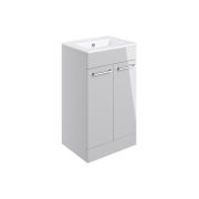 Vesper 510mm Floor Standing 2 Door Basin Unit & Basin - Grey Gloss