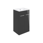 Vesper 510mm Floor Standing 2 Door Basin Unit & Basin - Anthracite Gloss