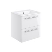 Vesper 510mm Wall Hung 2 Drawer Basin Unit & Basin - White Gloss