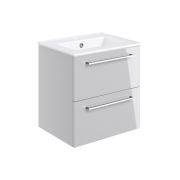 Vesper 510mm Wall Hung 2 Drawer Basin Unit & Basin - Grey Gloss