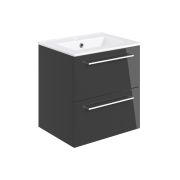 Vesper 510mm Wall Hung 2 Drawer Basin Unit & Basin - Anthracite Gloss
