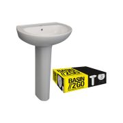 Quick Basin 573x460mm 1TH Basin & Full Pedestal