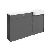 Venus 1542mm Basin WC & 3 Drawer Unit Pack (RH) - Onyx Grey Gloss
