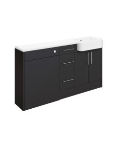 Atlas 1542mm Basin WC & 3 Drawer Unit Pack (LH) - Matt Graphite Grey