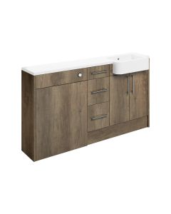 Atlas 1542mm Basin WC & 3 Drawer Unit Pack (RH) - Nebraska Oak