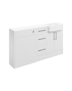 Atlas 1542mm Basin WC & 3 Drawer Unit Pack (LH) - White Gloss