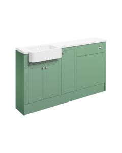 Badar 1542mm Basin WC & 1 Door Unit Pack (LH) - Matt Sage Green