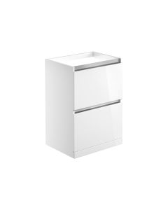 Cordelia 600mm 2 Drawer Floor Standing Basin Unit (No Top) - White Gloss