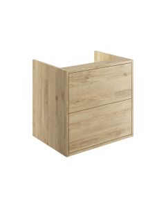 Palas 600mm 2 Drawer Wall Hung Basin Unit (No Top) - Havana Oak