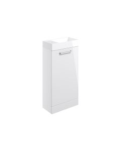 Vesper 410mm Floor Standing 1 Door Basin Unit & Basin - White Gloss