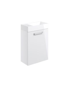 Vesper 410mm Wall Hung 1 Door Basin Unit & Basin - White Gloss