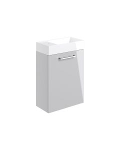 Vesper 410mm Wall Hung 1 Door Basin Unit & Basin - Grey Gloss