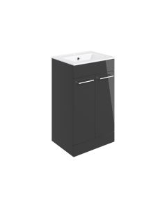 Vesper 510mm Floor Standing 2 Door Basin Unit & Basin - Anthracite Gloss