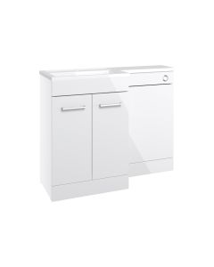 Vesta 1100mm Floor Standing L-Shape Pack & Basin (RH) - White Gloss