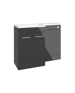 Vesta 1100mm Floor Standing L-Shape Pack & Basin (RH) - Anthracite Gloss
