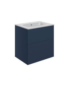 Stella 610mm Wall Hung 2 Drawer Basin Unit & Basin - Matt Deep Blue