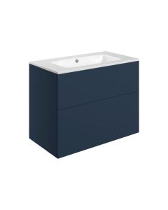 Stella 815mm Wall Hung 2 Drawer Basin Unit & Basin - Matt Deep Blue